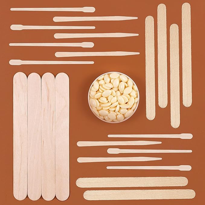 Mibly 4 Style Pack of 600 Assorted Wooden Wax Sticks for Body Legs Face and Small Medium Large Sizes Eyebrow Waxing Applicator Spatulas for Home and Spa Usage (Assorted Pack of 600)-BrightBean Baby