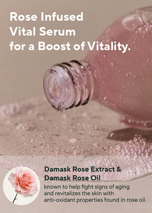AROMATICA Reviving Rose Infusion Serum 3.38oz / 100ml, Vegan, Rejuvenating Hydration Serum, Vitality Serum for dry skin | with Damask Rose Water and Rose Oil-BrightBean Baby