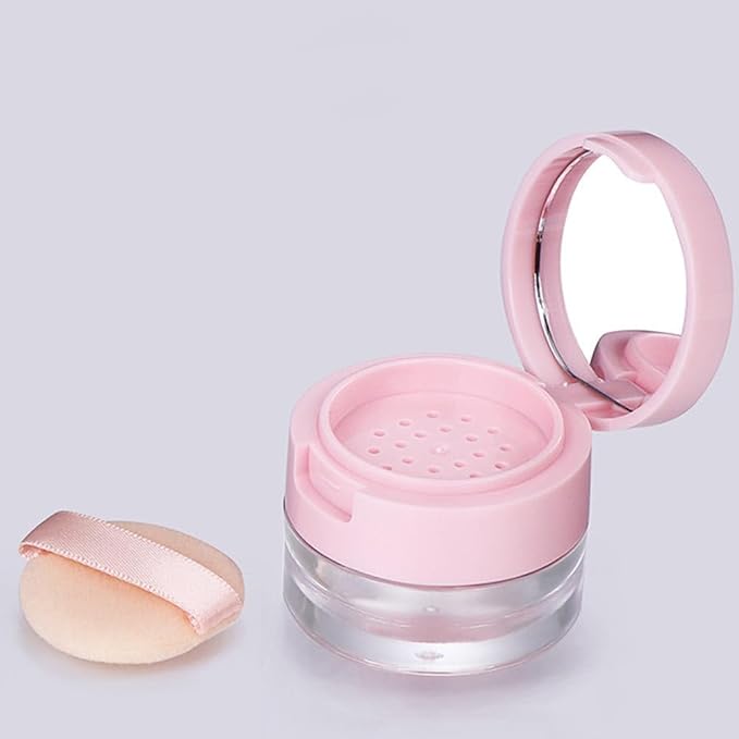 minkissy 2 Sets Powder Box Mini Containers Loose Cosmetic Cases for Traveling Foundation Makeup Powder Women Cosmetic Supply Powder Case Bulk Makeup Pink Flash Body Powder 3g Abs-BrightBean Baby
