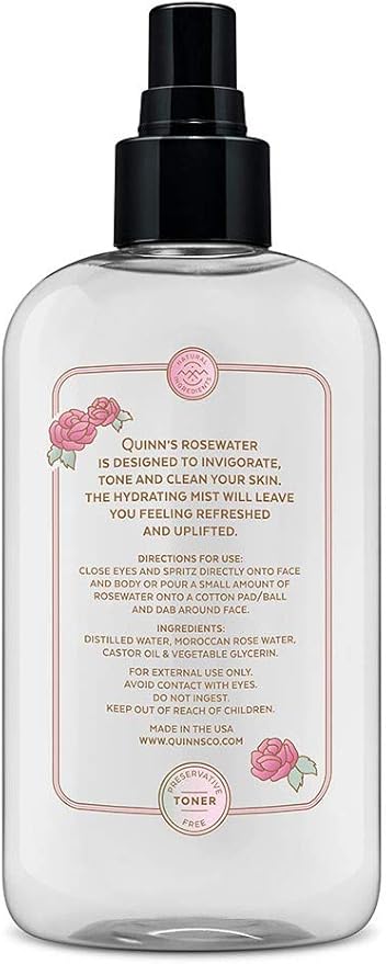 Quinn’s Rose Water - Hydrating Facial Toner Spray, Rosewater for Hair, Skin & Face Mist, 8 Ounce-BrightBean Baby
