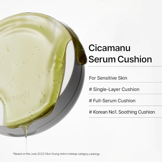 Parnell Cicamanu Serum Cushion - Moisturizing Foundation for Soothing, Coverage, Glass Skin and Lightweight for Sensitive and Dry Skin Pearl Skin (0.52 Fl Oz) (#24 Sand Beige)-BrightBean Baby