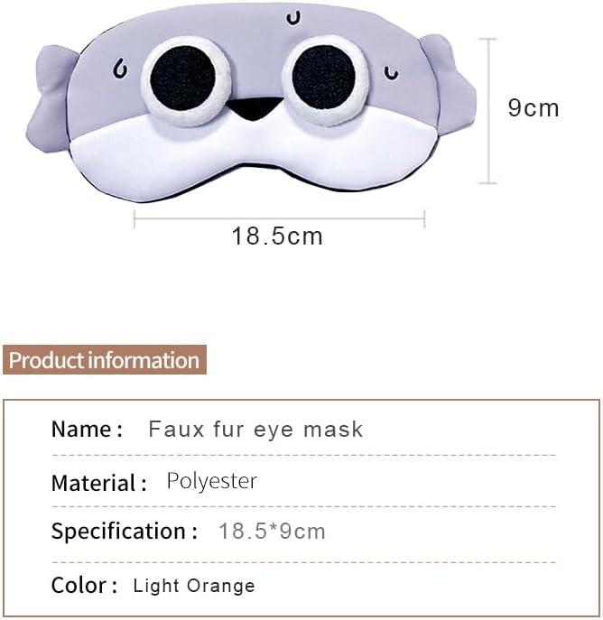PERFECTSIGHT Fish Sleep Eye Masks, Cute Plush Sleep Eye Cover Lightweight Adjustable Eyeshade Faux Fur Mask Cover for Women Men Kids Sleep Travel Nap, Big Eye Girl, Sacabam-BrightBean Baby