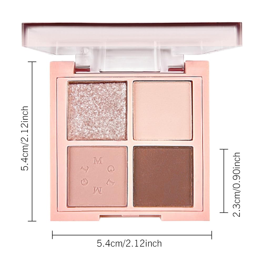 4Colors Eyeshadow Makeup Palette,Rose Gold Brown Natural Neutral Powde Eye Shadow Palette for Older Women,Long Lasting Naturing-Looking,Lightweight,Waterproof,Eye Makeup Kit Travel Size-BrightBean Baby
