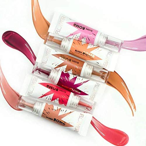 FLOWER Beauty By Drew Barrymore Liquid Blush Makeup Bomb Color Drops -Silky Lightweight Formula + Gel Cream Blush for Cheeks - Radiant + Glossy Finish - Buildable + Lightweight Formula - Cruelty-Free + Vegan (Bubbly)-BrightBean Baby