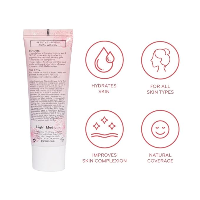 pūrlisse Radiant Glow Illuminating BB Cream with SPF 30 - Glow BB Cream Enriched with Goji & Hawthorn Berry for Dewy Skin - Helps to Improve Skin Texture & Radiance - Deep (1.4 oz)-BrightBean Baby