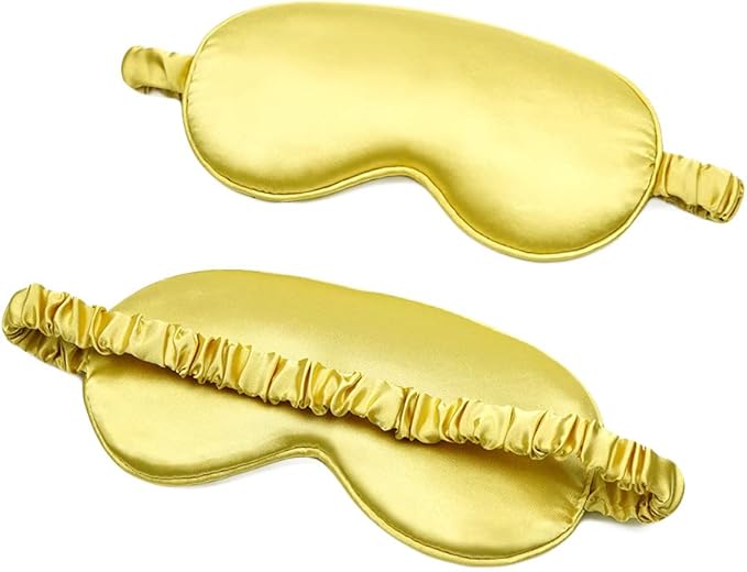 100% Natural Mulberry Soft Silk Sleep Mask, Light Blocking Eye Masks for Sleep, Night Blindfold Eye Mask Cover for Men and Women, Sleeping Night Mask for Travel (Gold)-BrightBean Baby