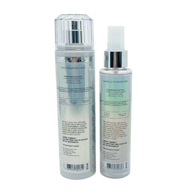Bath & Body Works PLATINUM Fine Fragrance Mist 8 fl oz and Shimmer Mist 4.9 fl oz 2-piece Gift Set with a Red Bow for Holidays-BrightBean Baby
