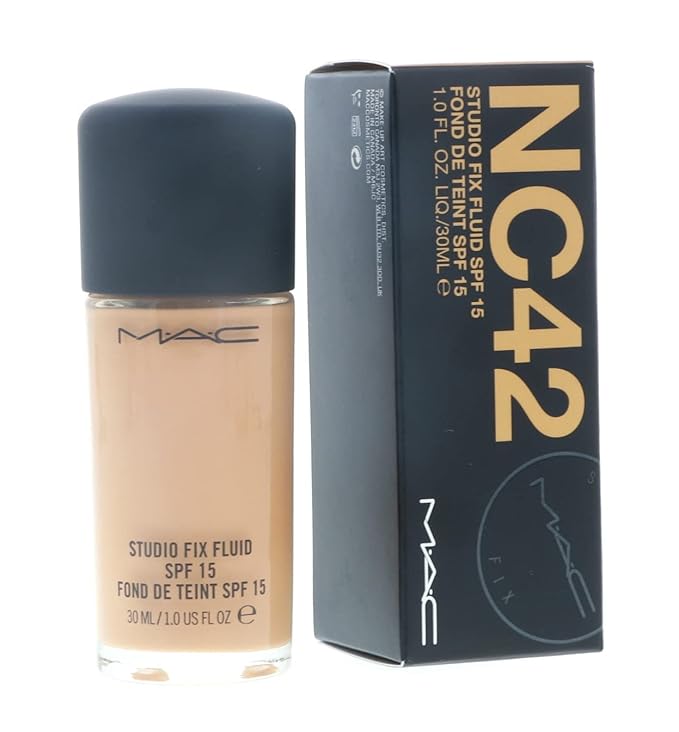MAC Studio Fix Fluid Foundation SPF5, NC42, 1 Count, 1 Ounce-BrightBean Baby