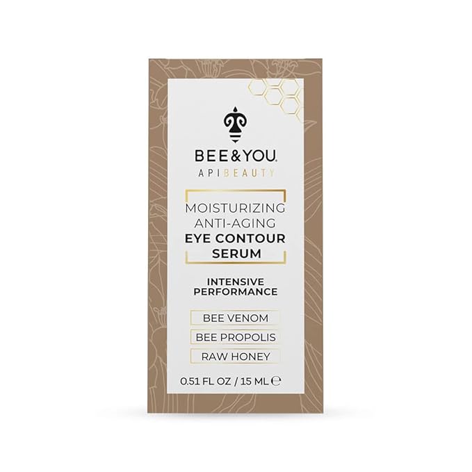 BEE and YOU Eye Cream, Anti Aging, Anti Wrinkle Serum 100% Natural with Bee Venom, Propolis Extract, Raw Honey, Hyaluronic Acid, For Dark Circles Under Eye Treatment and Puffiness, Skin Care, 15ml-BrightBean Baby