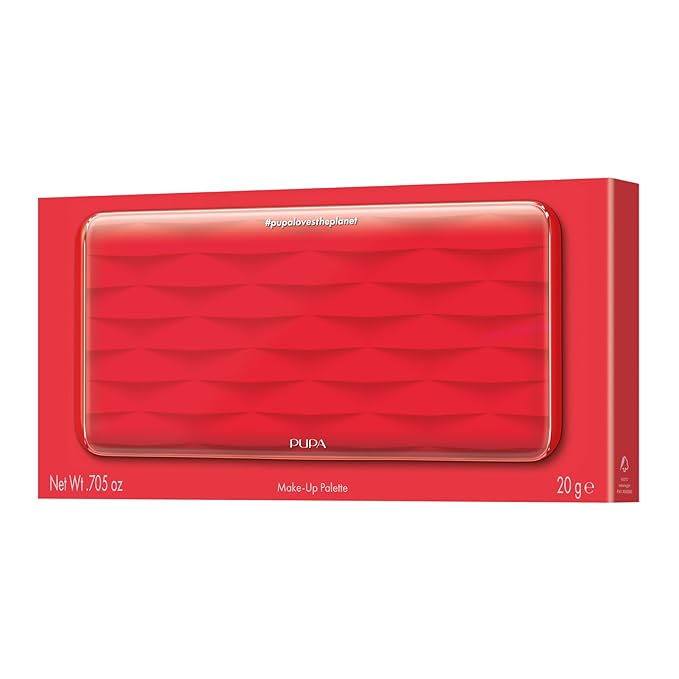 Pupa Milano Make-Up Palette L, 002 Red, 0.71 oz - 18 Pan Eyeshadow and Blush Palette, Matte, Shimmer, Metallic Finishes - Blendable Velvety Texture Blush Powder - Talc-Free - Eco-Friendly Packaging-BrightBean Baby