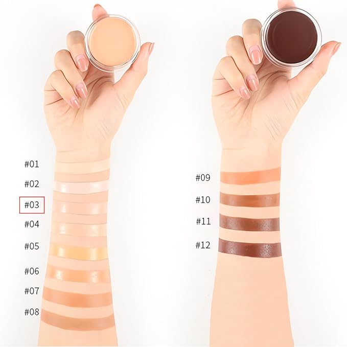 Kaely Cream Pot Concealer Full Coverage Set,Conceal Brighten Dark Circles,under Eye Brightener Color Correcting Concealer,Waterproof Foundation Palette with Brush,corrector de ojeras,Vegan Makeup,03-BrightBean Baby