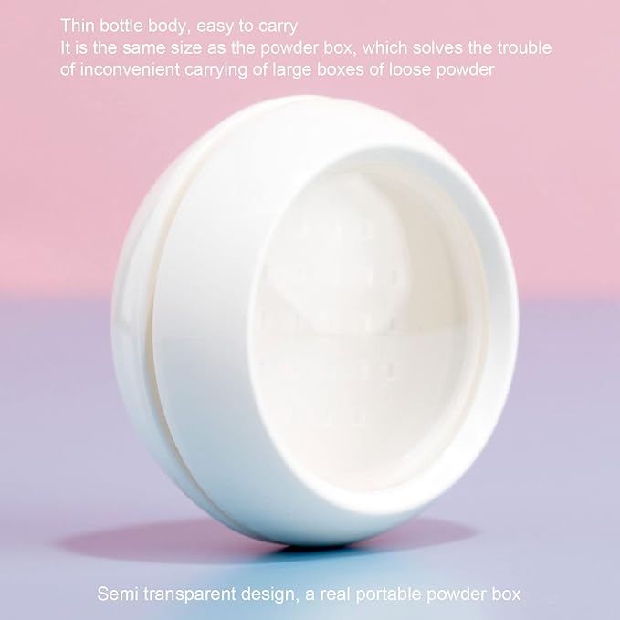 Dioche Loose Powder Container with Puff Sifter Lids, Plastic Refillable Empty Loose Powder Puff Case Face Powder Blusher Makeup Cosmetic Jars Containers for Travel Daily Use-BrightBean Baby