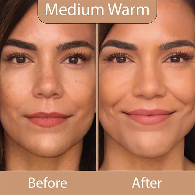 LUMINESS Silk Airbrush Spray Foundation 2-PC Kit - Foundation & Dual-Sided Angled Makeup Brush - Buildable Coverage, Anti-Aging Formula, Humidity Resistant, Hydrates & Moisturizes, Medium Warm-BrightBean Baby