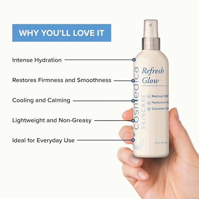 Cosmedica Skincare Refresh Glow Hydrating Peptide Spray with Matrixyl 3000, Cucumber Extract & Hyaluronic Acid for Revitalized Skin – 4 oz-BrightBean Baby