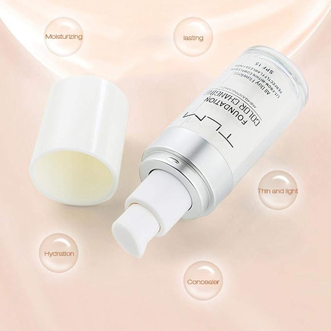 TLM Colour Changing Foundation - Flawless Coverage, Lightweight Formula, Adapts to Skin Tone, Hides Wrinkles & Lines, Hydrating & Long-Lasting, BB Cream Makeup Base Concealer Cover-BrightBean Baby