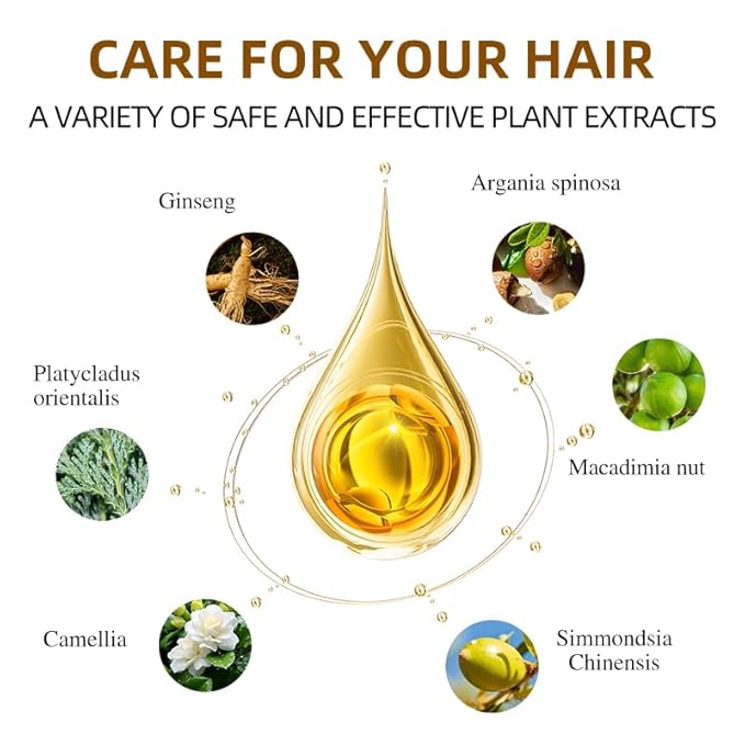 Black Hair Dye Shampoo 3 in 1 for Gray Hair Coverage Argan nut Natural Shampoo Black Hair Dye for Women & Men/Ammonia-Free 500ml-BrightBean Baby
