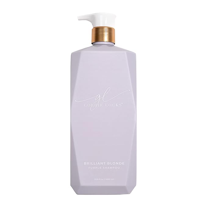Goldie Locks Brilliant Blonde Purple Shampoo for Blonde, Lightened, Grey Hair, Extensions, Significantly Brightens, Tones, Eliminates Brass, Sulfate-Free, Nourishing, Moisturizing Leave-In, 33.8 Fl Oz-BrightBean Baby
