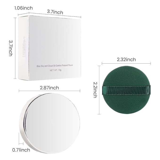 Oil-Controlled Matte Finish Powder: Silky, Skin-Adhering, Natural, Long-lasting, and Dimensional Pressed Powder Compact with Mini Powder Puff for Long-Lasting Makeup-BrightBean Baby