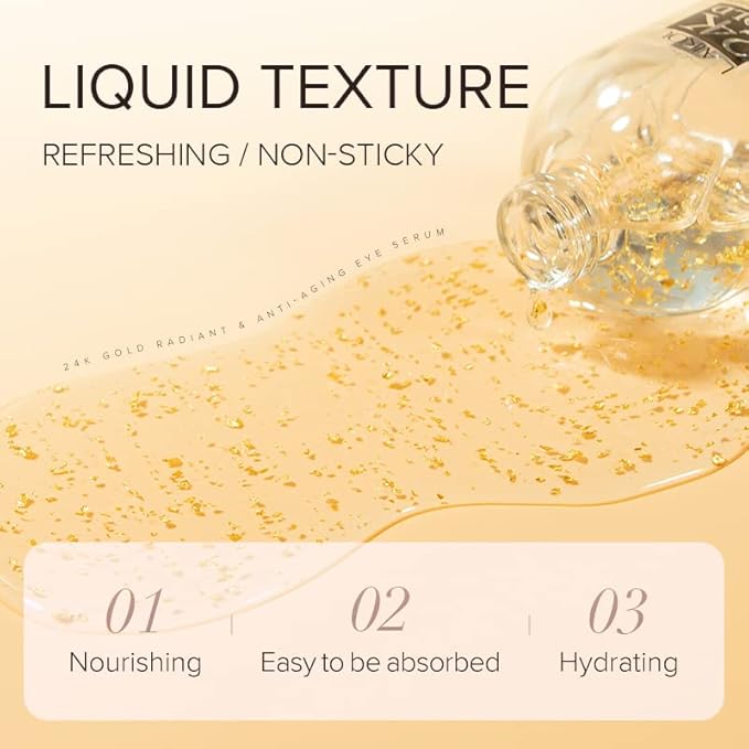 AKARY 24K Gold Eye Serum, Under-eye Firming Serum for Reduces Puffy Eyes, Dark Circles, Fine Lines, Under Eye Bags, Tightening, Hydrating Face Serum, Treatment for Skin Care with Nicotinamide and Vitamin E-BrightBean Baby