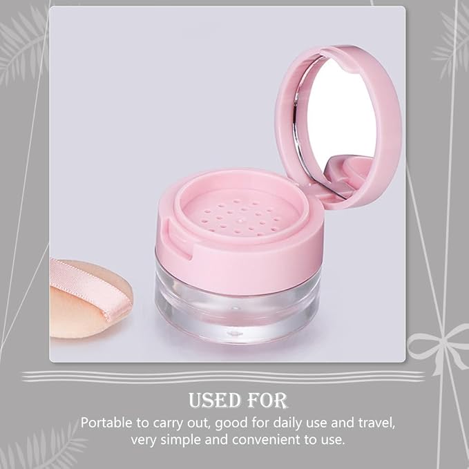 minkissy 2 Sets Powder Box Mini Containers Loose Cosmetic Cases for Traveling Foundation Makeup Powder Women Cosmetic Supply Powder Case Bulk Makeup Pink Flash Body Powder 3g Abs-BrightBean Baby