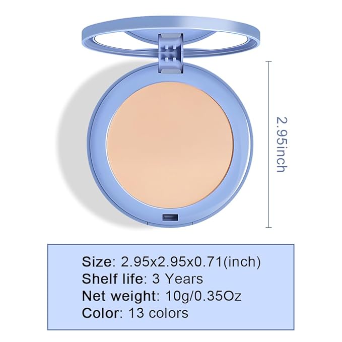 evpct Kaely Oil Control Pressed Face Powder, Get Smooth Flawless Fine Lines and Lightweight Finishing Foundation, Control Shine Long Lasting Waterproof Face Setting Powder Cosmetic, 07 True Beige-BrightBean Baby