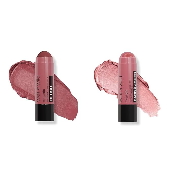 wet n wild Mega Glo Makeup Stick Bundle - Say It Ain't Rose & Dusty Pink, Buildable Color, Versatile Use, Cruelty-Free & Vegan-BrightBean Baby