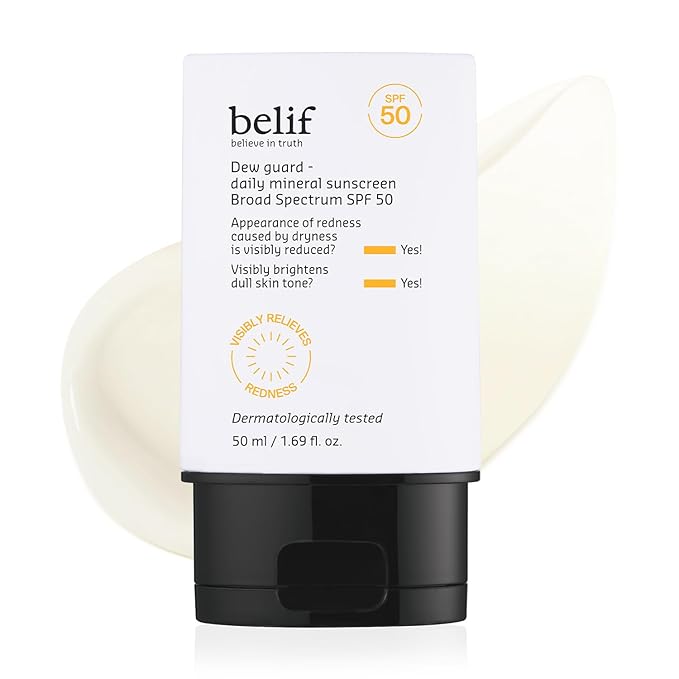 belif Dew Guard - Daily Mineral sun SPF 50 Hydrating Niacinamide Sunscreen (1.69 fl. oz) - Daily Broad Spectrum, Reduces Redness, No-White Cast, Non-Greasy, Korean Skincare-BrightBean Baby