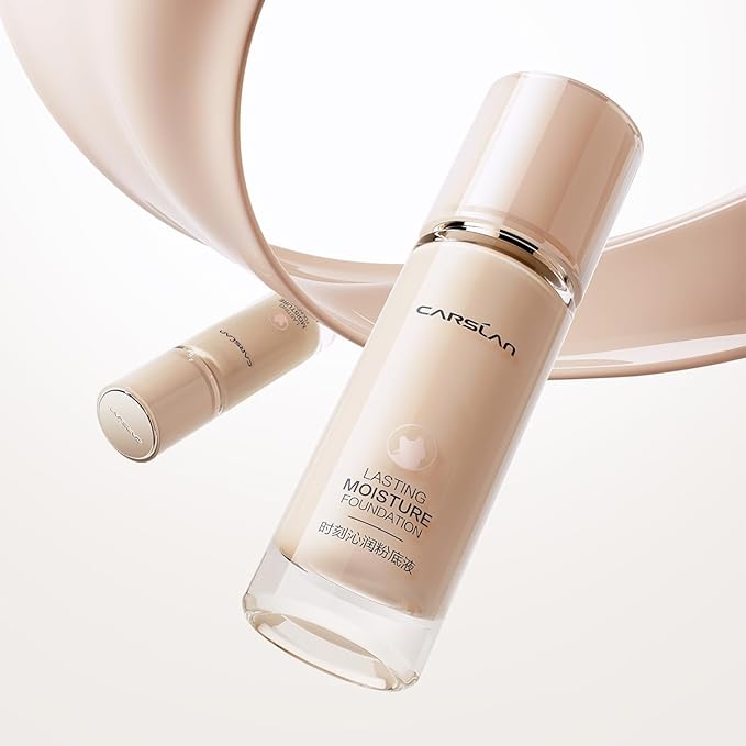 Lasting Moisture Foundation, 24H Longlasting Medium Coverage Dewy Finish Face Makeup, Poreless, Lightweight, Hydrating Liquid Foundation For Dry Skin, W01-BrightBean Baby