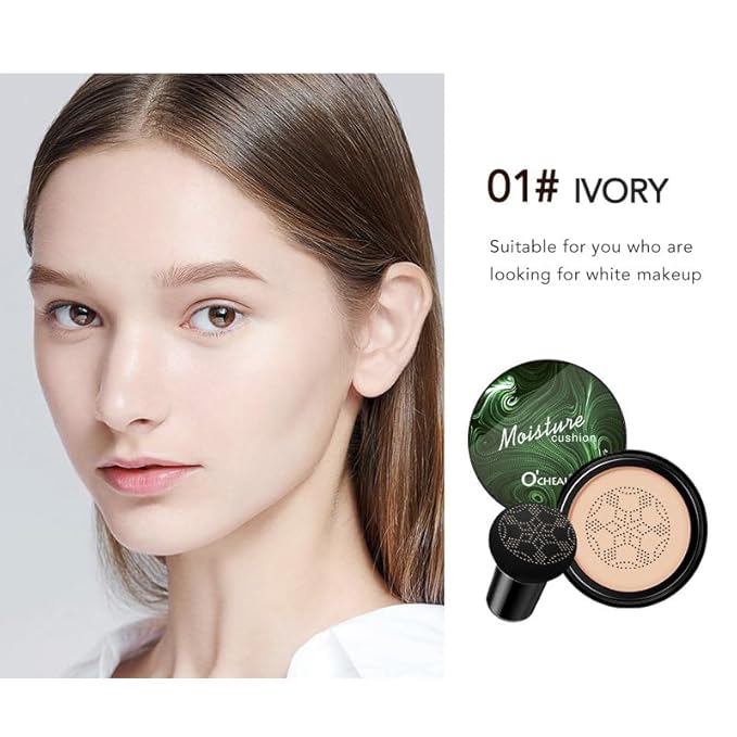 Mushroom Head Air Cushion BB Cream Foundation Cream for Face Makeup Concealer Cushion for Face Comestics Make Up Cushion Compact Natural-BrightBean Baby