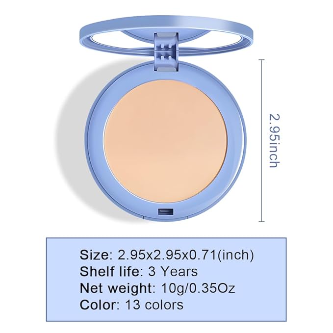evpct Kaely Oil Control Pressed Face Powder, Get Smooth Flawless Fine Lines and Lightweight Finishing Foundation, Control Shine Long Lasting Waterproof Face Setting Powder Cosmetic, 06 Vanilla-BrightBean Baby