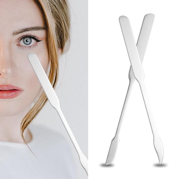 3pcs Cosmetic Mixing Makeup Spatula Nail Art Palette,Spoon Stainless Steel Spatula Face Brush Stirring Embossing Stick Makeup Brushes Cosmetic Tools Nail Polish Mix Stick-BrightBean Baby