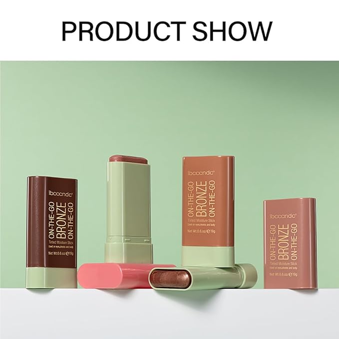 Multi-Use Makeup Blush Stick, Cream Blush Stick, Tinted Solid Moisturizer Stick for Cheek & Eyes & Lips, Waterproof Natural Nude Makeup, Suitable for All Skin (3#Rich Glow)-BrightBean Baby