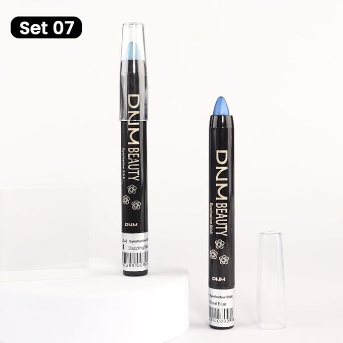 Kaely 2Pcs Bright Blue Eyeshadow Stick for Older Women, Metallic Shimmer Glitter Cream Eye Shadow Pencil Crayon, Light Blue Eyeliner Waterproof Halloween Makeup, 11+13-BrightBean Baby