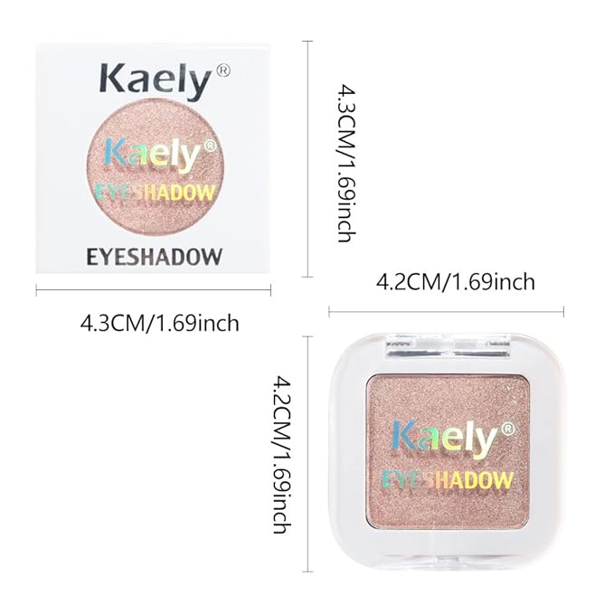 Kaely Pressed Single Eyeshadow Makeup, Champagne Shimmer Highly Pigmented Monochrome Eye Shadow Palette, Waterproof Neutral Powde Mini Eyeshadow, sombras para ojos, Lightweight Blendable, 03