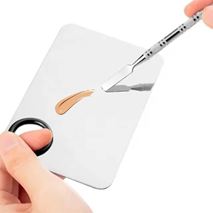 2 in 1 Makeup Mixing Palette Set with Spatula - Stainless Steel Foundation Accessories and Mixing Tools for Cosmetic, Nail Art, Lipstick-BrightBean Baby