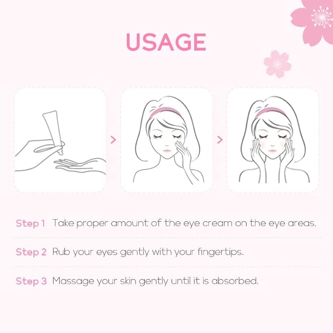 AKARY Cherry Blossom Eye Cream with Hyaluronic Acid, Lightweight Skincare Eye Cream for Dark Circles and Puffiness, Hydrating Under Eye Cream for All Skin Types, Cruelty-Free & Fragrance-Free-BrightBean Baby