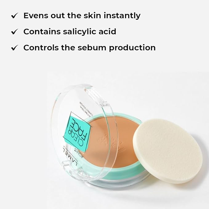 Lamel Oh My Clear Face Powder 406 Soft Honey | evens out the skin instantly |contains salicylic acid |controls the sebum production | 6gm-BrightBean Baby