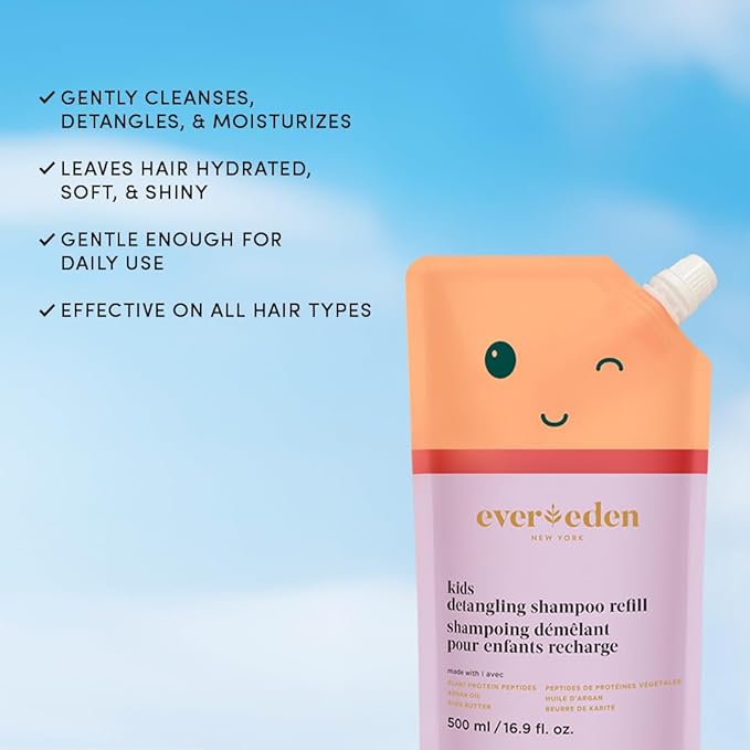 Evereden Kids Shampoo Refill, 16.9 fl oz | Detangling, Clean, Non-Toxic Ingredients | Gentle Kids Haircare-BrightBean Baby
