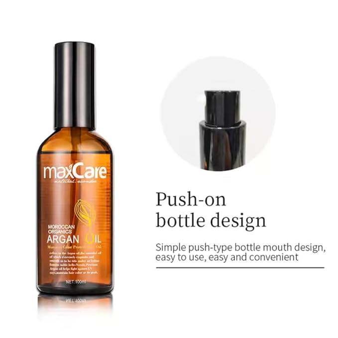 MaxCare Moroccan Argan Oil Hair Serum – Color Protect & Nourishing Treatment for Frizz Control, Shine & Heat Protection, 100ml – Lightweight, Non-Greasy, Sulfate-Free-BrightBean Baby