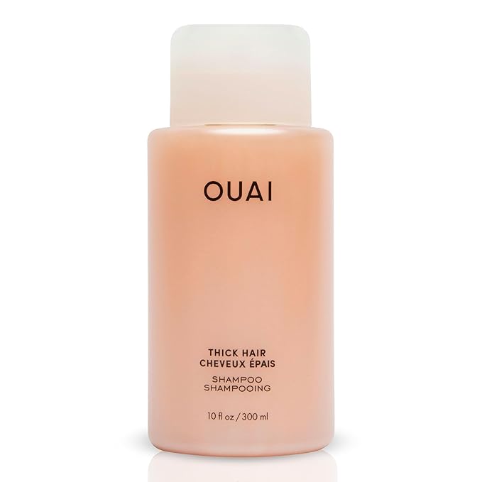 OUAI Thick Shampoo - Moisturizing Shampoo with Keratin, Marshmallow Root, Shea Butter, Avocado Oil for Thick Hair - Strengthens & Hydrates Strands - Paraben, Phthalate & Sulfate Free (10 Fl Oz)-BrightBean Baby