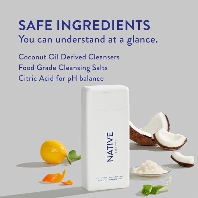 Native Body Wash Contains Naturally Derived Ingredients | for Women & Men, Sulfate, Paraben, & Dye Free Leaving Skin Soft & Hydrated |Coconut & Vanilla, Lavender Rose, & Cucumber Mint, 18 oz Pack of 3-BrightBean Baby