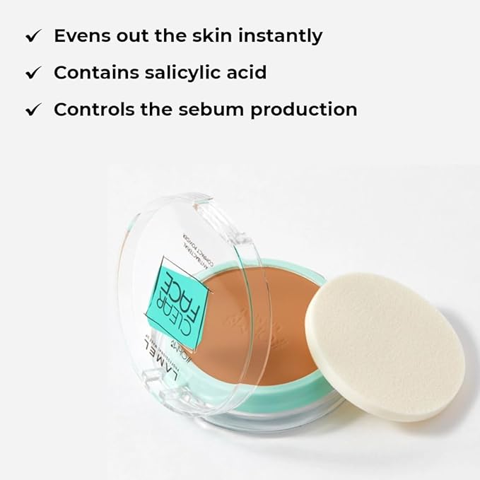 Lamel OhMy Clear Face Powder - Light Natural Coverage & Suet Control - Cruelty Free - Warm Beige N.407-BrightBean Baby