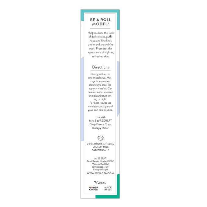Miss Spa Eye Serum 5-in-1 Roll On Under Eye Cream, Helps De-puff and Brighten Under and Around Eyes, Anti-Aging Under Eye Roller Helps with Fine Lines and Dark Circles, Vitamin B3, Eye Bag Remover-BrightBean Baby