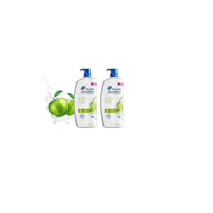 Head & Shoulders Dandruff Shampoo, Clinically Proven Anti Dandruff & Scalp Care Treatment, Fresh Green Apple Scent, Paraben-Free, 32.1 Fl Oz Each, 2 Pack-BrightBean Baby