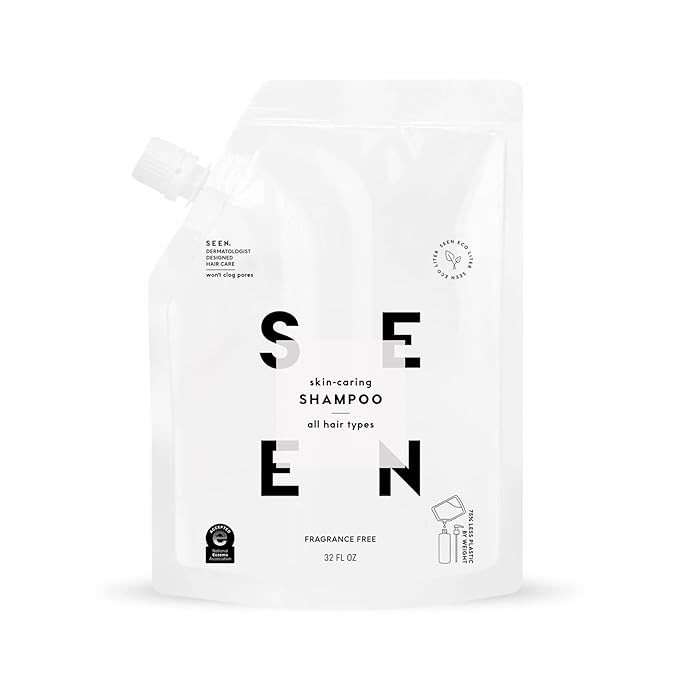 SEEN Shampoo Eco-Refill, Fragrance Free - Non-Comedogenic & Sulfate-Free Hair Shampoo- Dermatologist-Developed - Safe for Sensitive, Eczema & Acne Prone Skin-BrightBean Baby