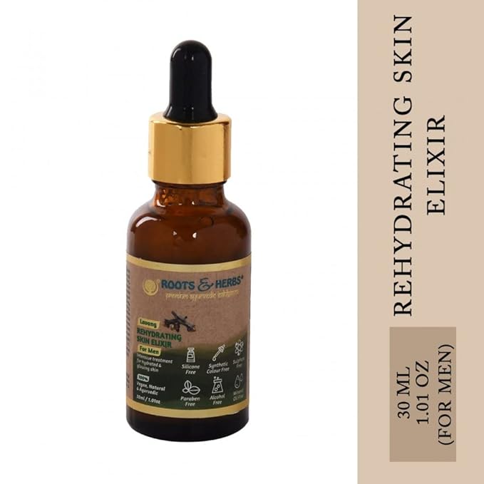 Roots & Herbs Ayurvedic Natural Treatment 100% Vegan No Paraben Lavang Rehydrating Skin Moisturizer Elixir for Men- 50 ML-BrightBean Baby
