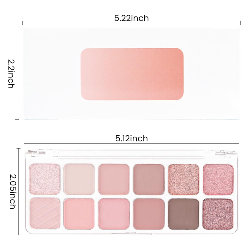 AMY'S DIARY 12Color Light Pink Purple Eyeshadow Palette, Long-Lasting, and Highly Pigmented. Elevate Your Eye Makeup– Unleash Your Unique Style (07#)-BrightBean Baby