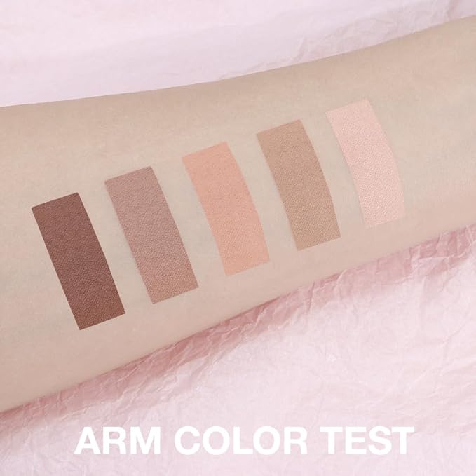 5 Colors Matte Eyeshadow Makeup Palette,Nude Pink Light Dark Brown Taupe Highly Pigmented Natural Neutral Eye Shadow Palette,Long Lasting Waterproof Naturing-Looking Women Girls Eye Shadow,Blendable