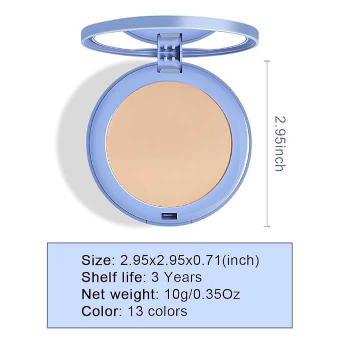 evpct Kaely Oil Control Pressed Face Powder, Get Smooth Flawless Fine Lines and Lightweight Finishing Foundation, Control Shine Long Lasting Waterproof Face Setting Powder Cosmetic, 05 Ivory Buff-BrightBean Baby