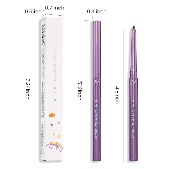 Kaely 1.5mm Skinny Gel Eyeliner Pencil,Grape Purple Cat Eye Liner Makeup Pen,Cream Smooth Eyeliner Crayon,delineador de ojos contra el agua,Waterproof Long Lasting 16 Hour,Vegan & Cruelty Free,05